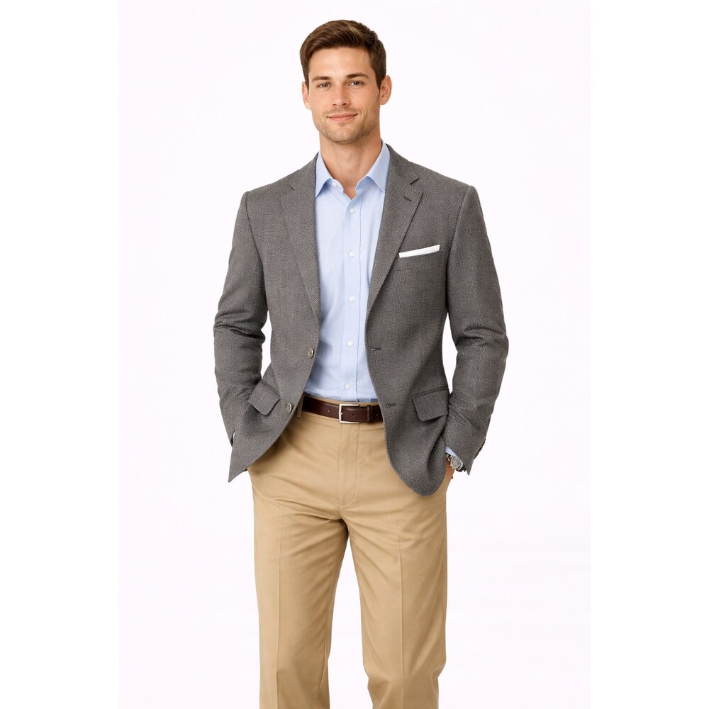 Club Room Gray Herringbone Sport Coat Silk Cashmere No Size Tag Measured Small